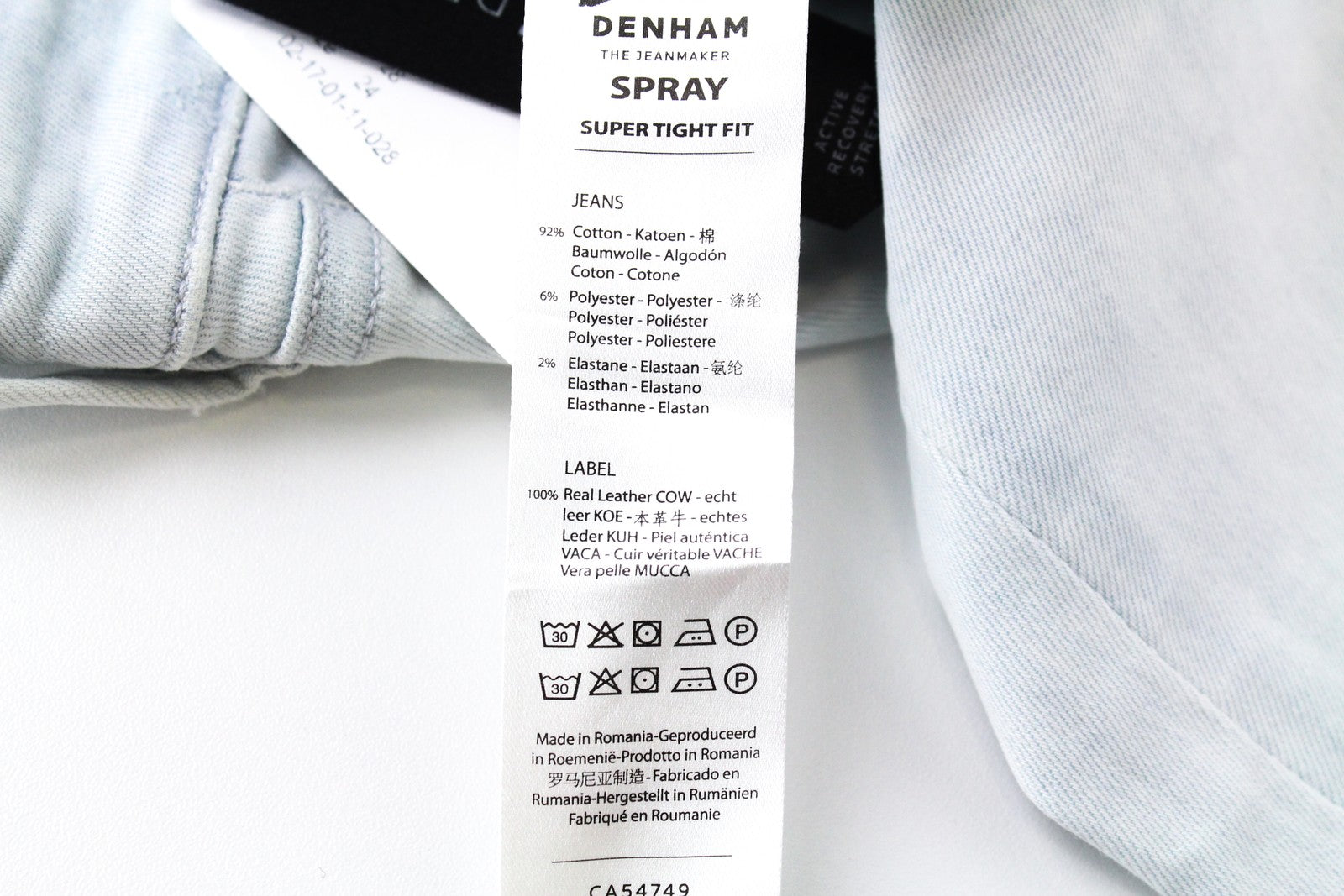 DENHAM Spray Women Jeans W24/L28 Blue Cotton Stretch Super Tight Distressed