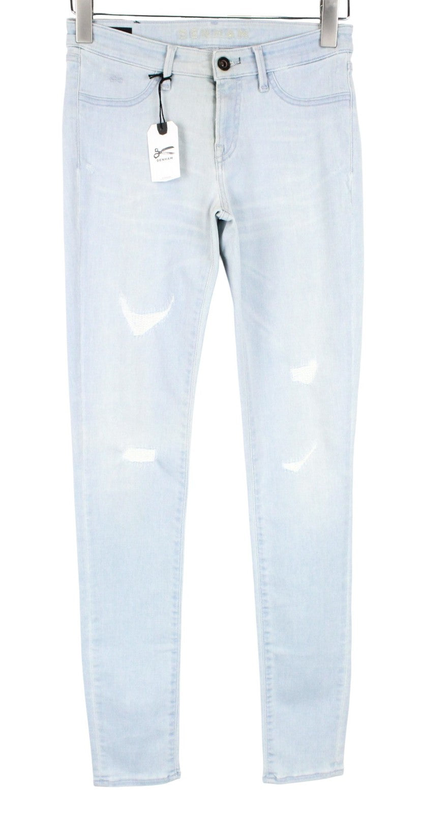 DENHAM Spray Women Jeans W26/L32 Light Blue Cotton Stretch Super Tight Ripped