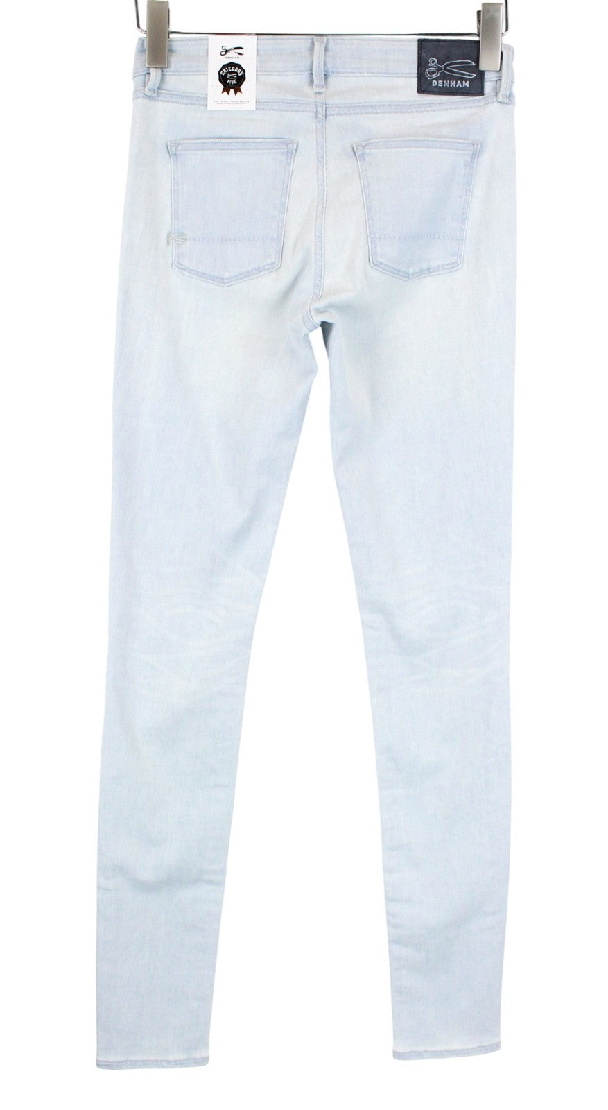 DENHAM Spray Women Jeans W26/L32 Light Blue Cotton Stretch Super Tight Ripped