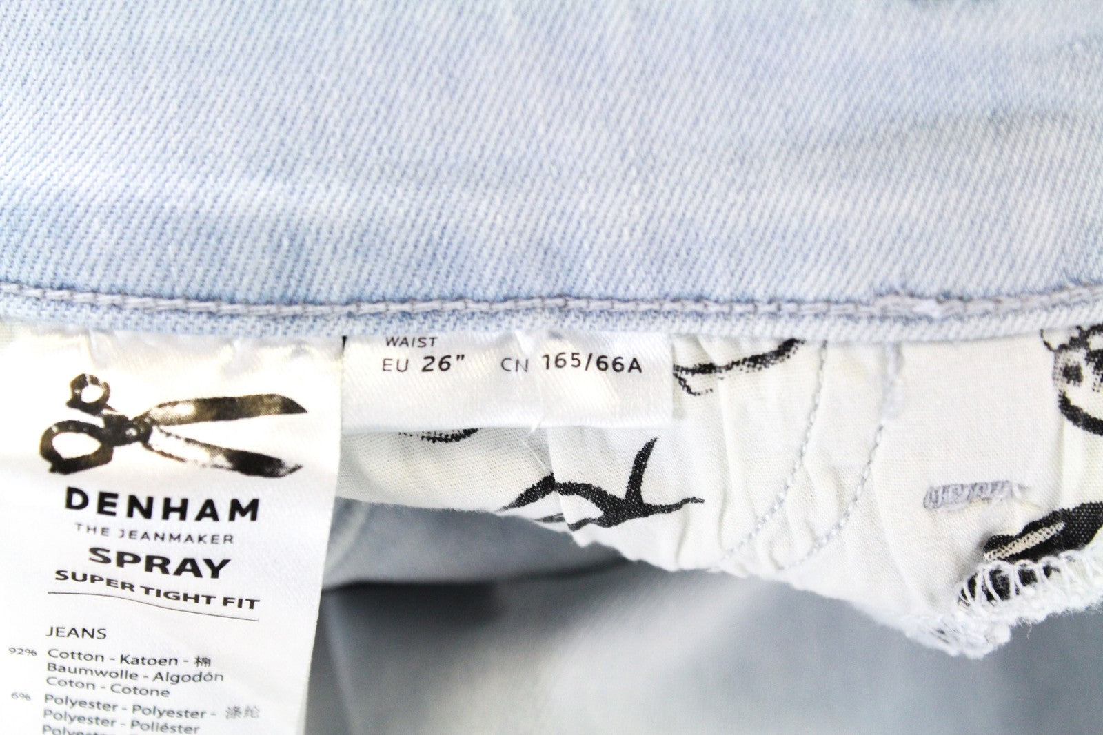 DENHAM Spray Women Jeans W26/L32 Light Blue Cotton Stretch Super Tight Ripped