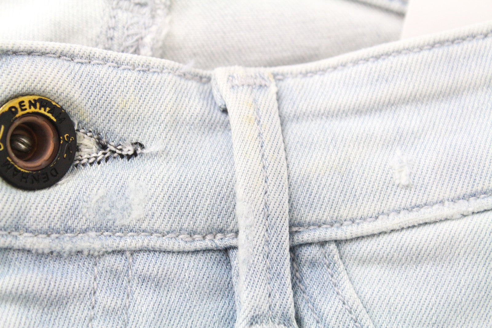 DENHAM Spray Women Jeans W26/L32 Light Blue Cotton Stretch Super Tight Ripped