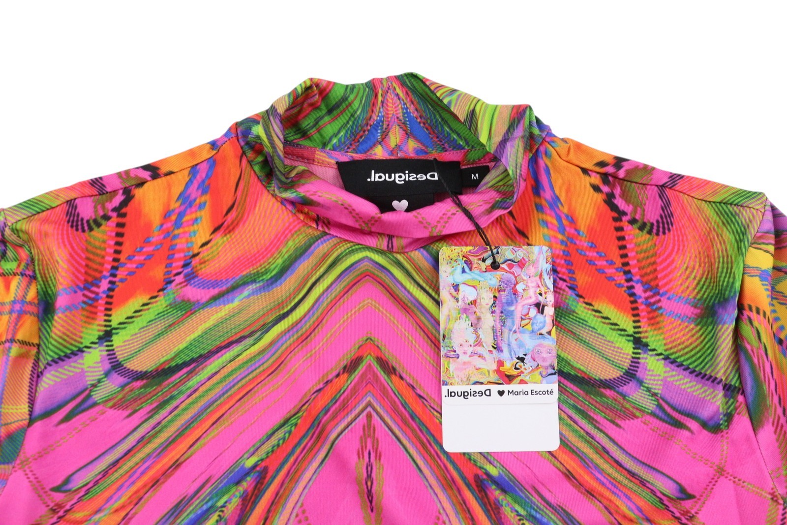 DESIGUAL Heather Women Dress M Multicolored Digital Print Long Sleeve Midi