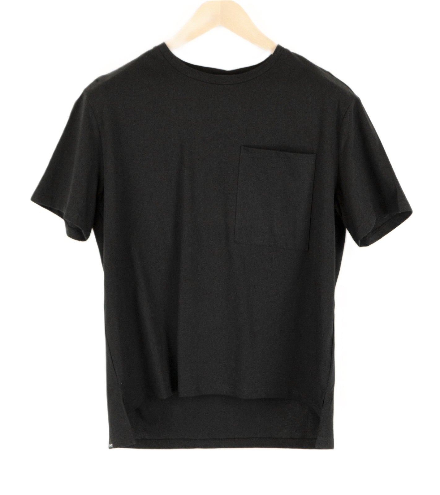 DENHAM Omono Women T-Shirt XS Black Pure Cotton Pocketed Casual Short Sleeve