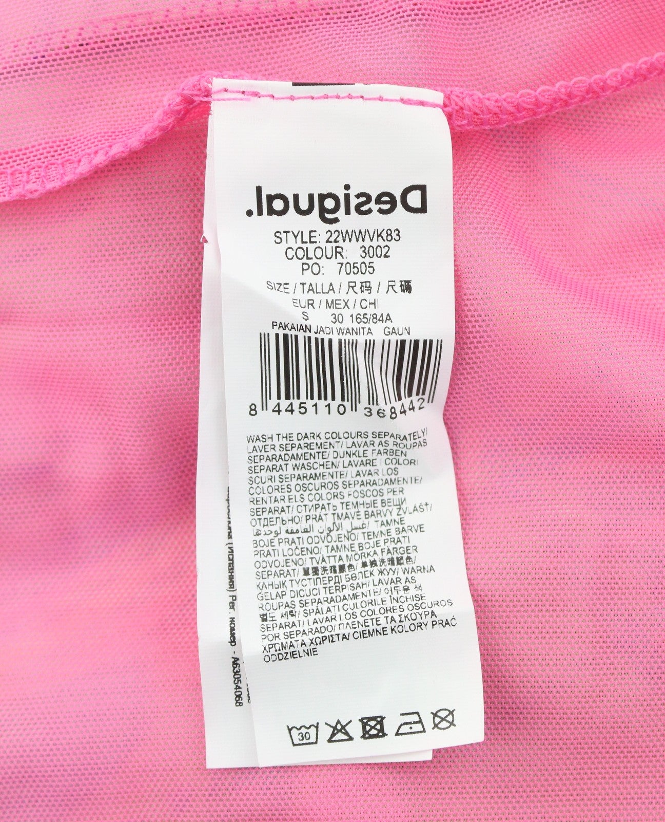 DESIGUAL Heather Women Dress S Multicolored Digital Print Long Sleeve Midi