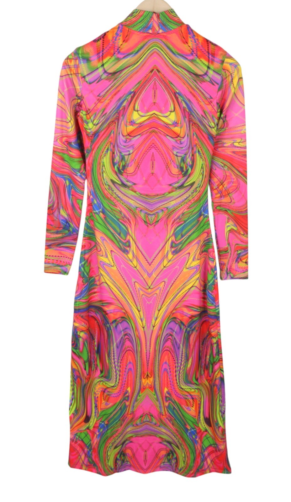 DESIGUAL Heather Women Dress S Multicolored Digital Print Long Sleeve Midi