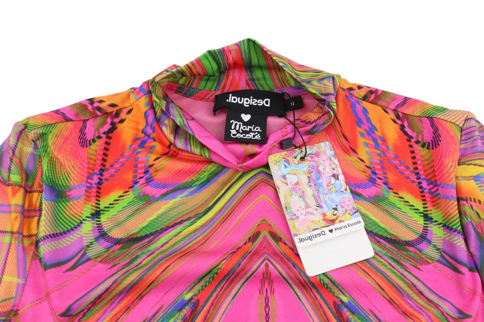 DESIGUAL Heather Women Dress S Multicolored Digital Print Long Sleeve Midi