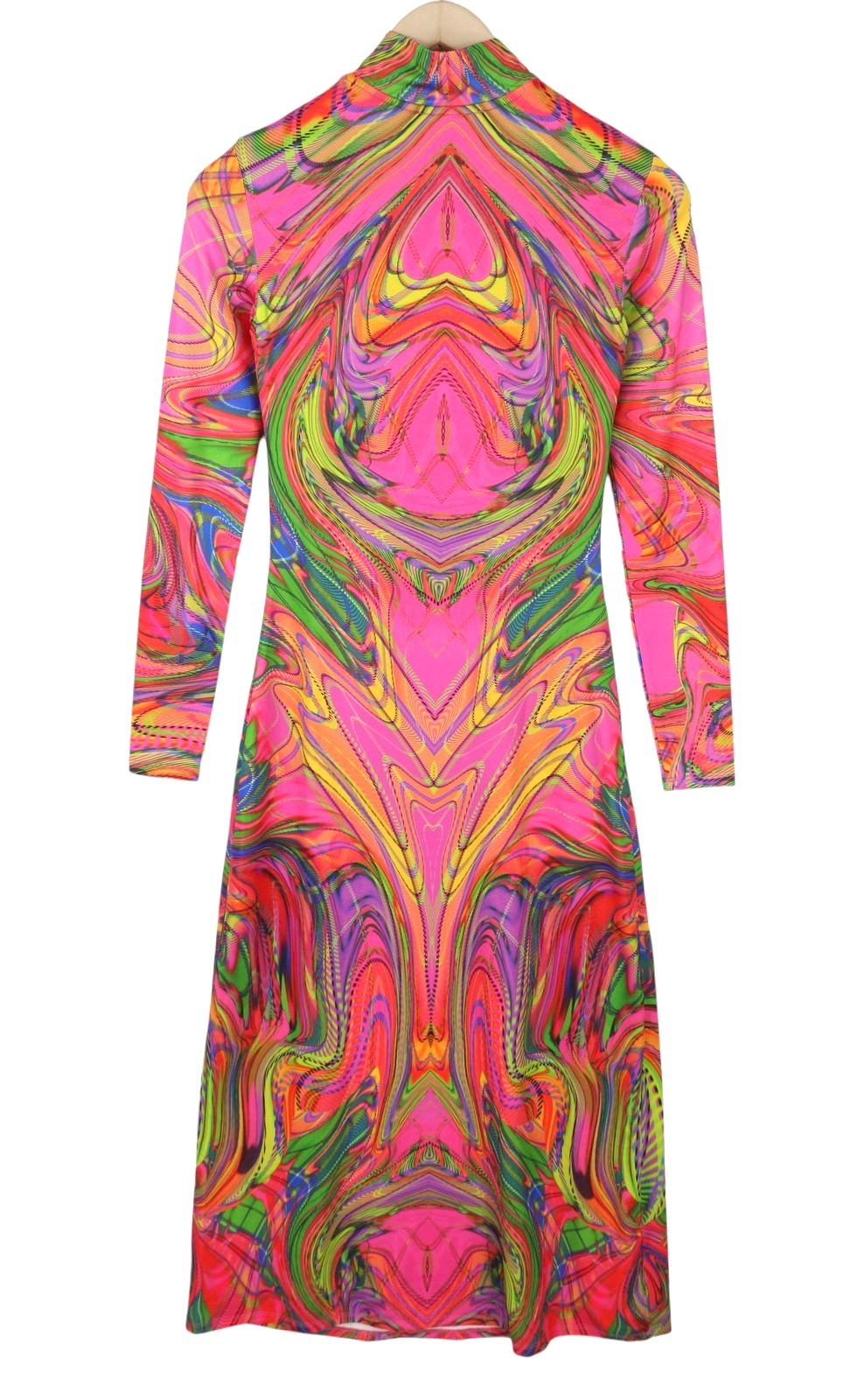 DESIGUAL Heather Women Dress XS Multicolored Digital Print Long Sleeve Midi