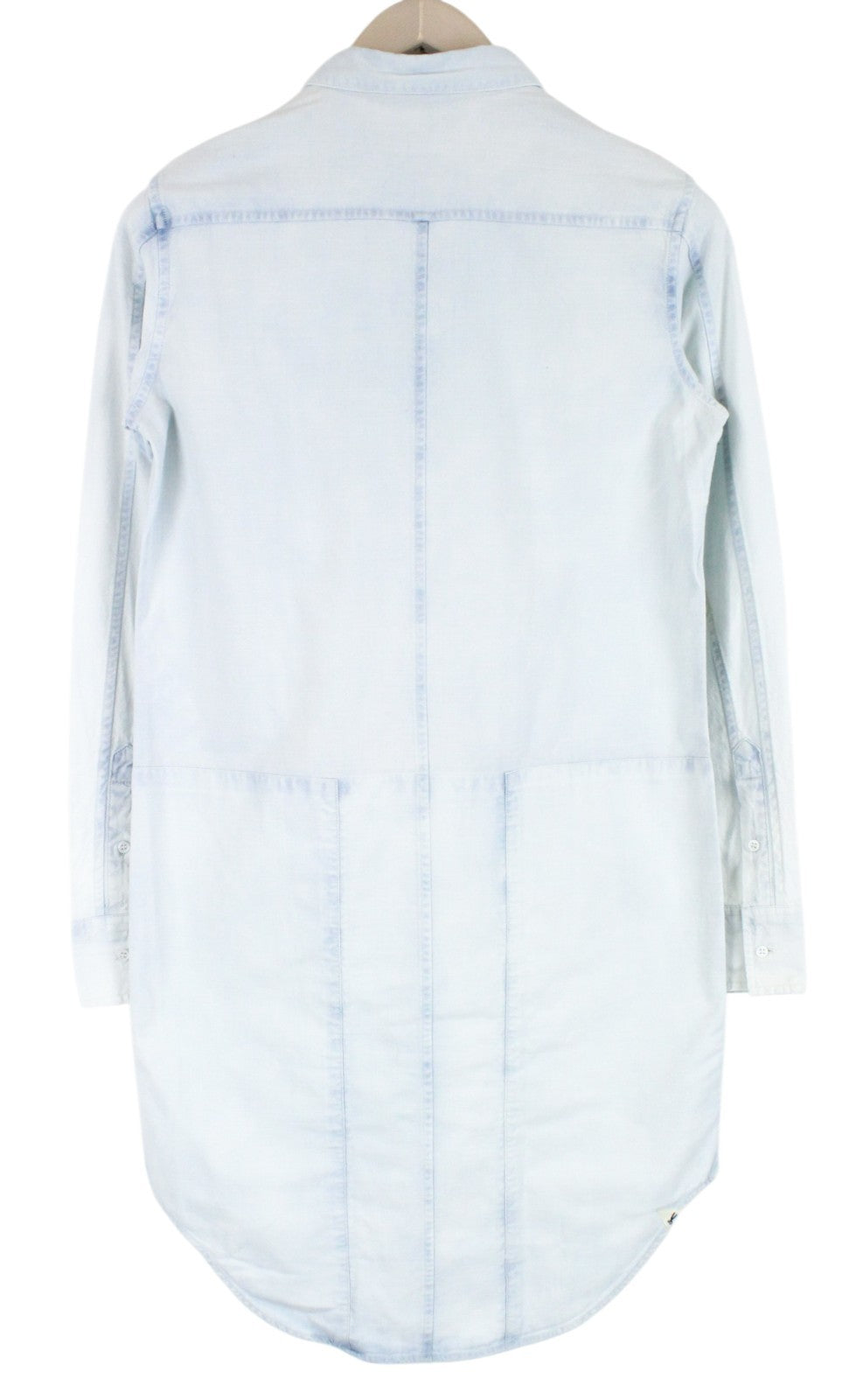 DENHAM Stories Women Dress XS Blue Pure Cotton Shirtdress Long Sleeved Washed