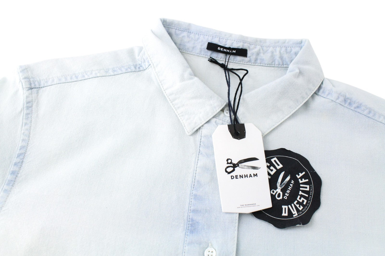 DENHAM Stories Women Dress XS Blue Pure Cotton Shirtdress Long Sleeved Washed