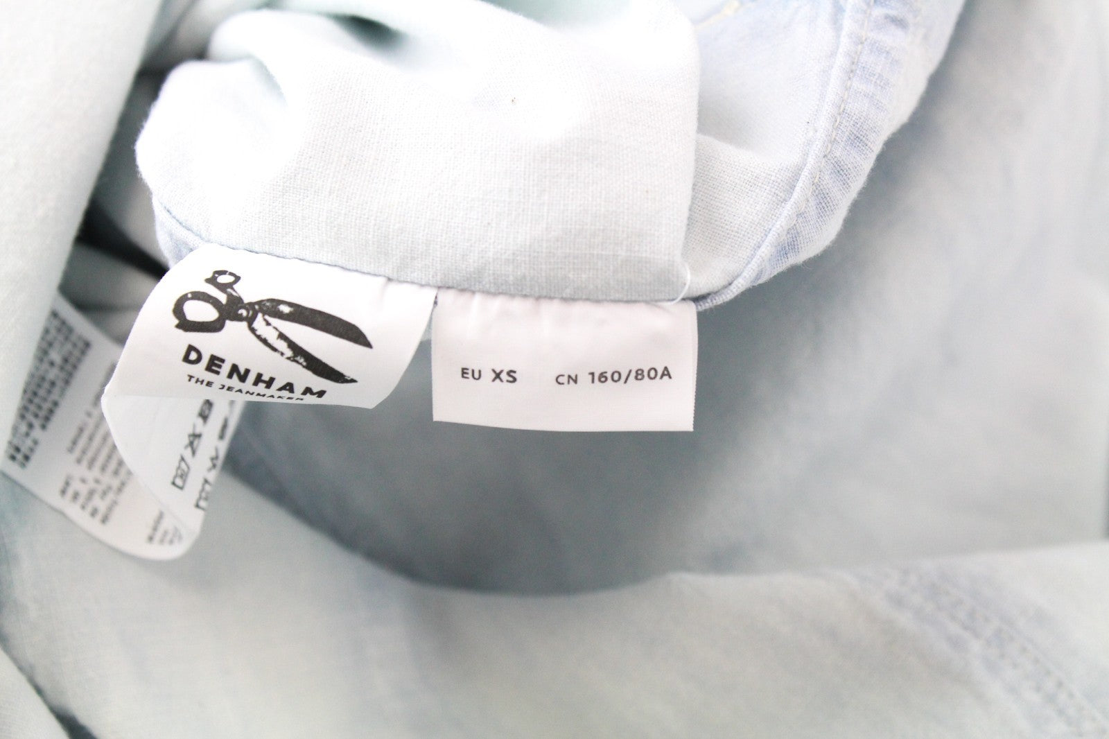 DENHAM Stories Women Dress XS Blue Pure Cotton Shirtdress Long Sleeved Washed