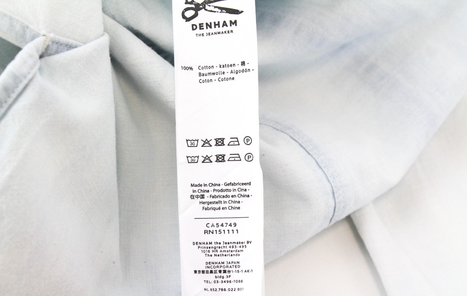 DENHAM Stories Women Dress XS Blue Pure Cotton Shirtdress Long Sleeved Washed