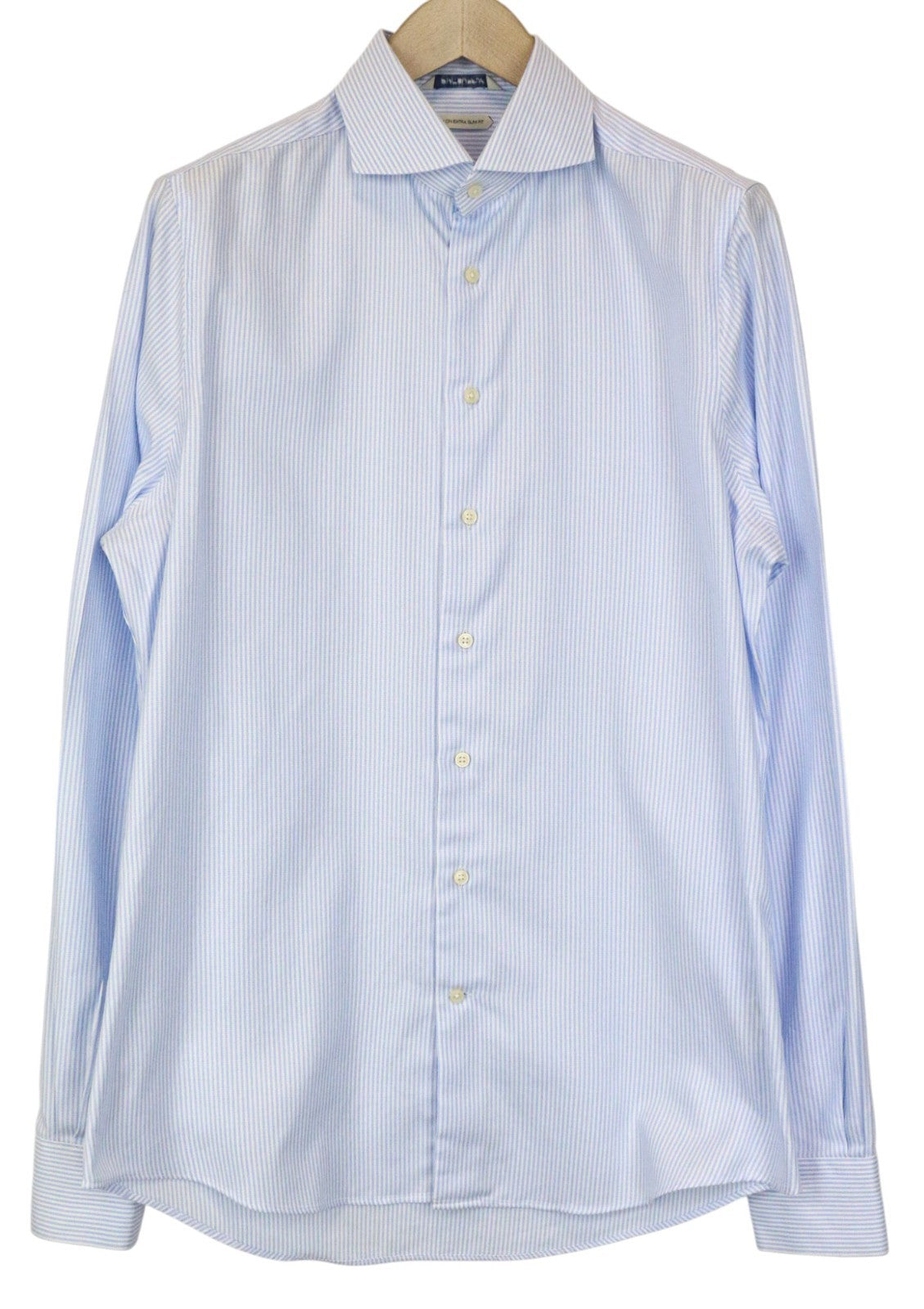 SUITSUPPLY Men's Formal Shirt 41L/16L Extra Slim Blue Cotton Stripe Twill
