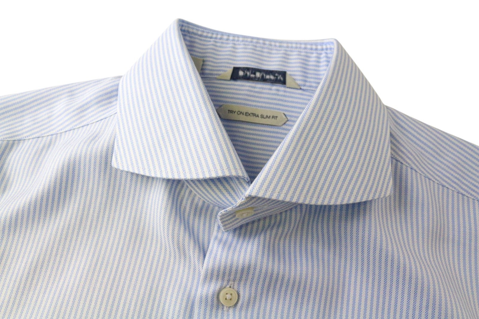 SUITSUPPLY Men's Formal Shirt 41L/16L Extra Slim Blue Cotton Stripe Twill