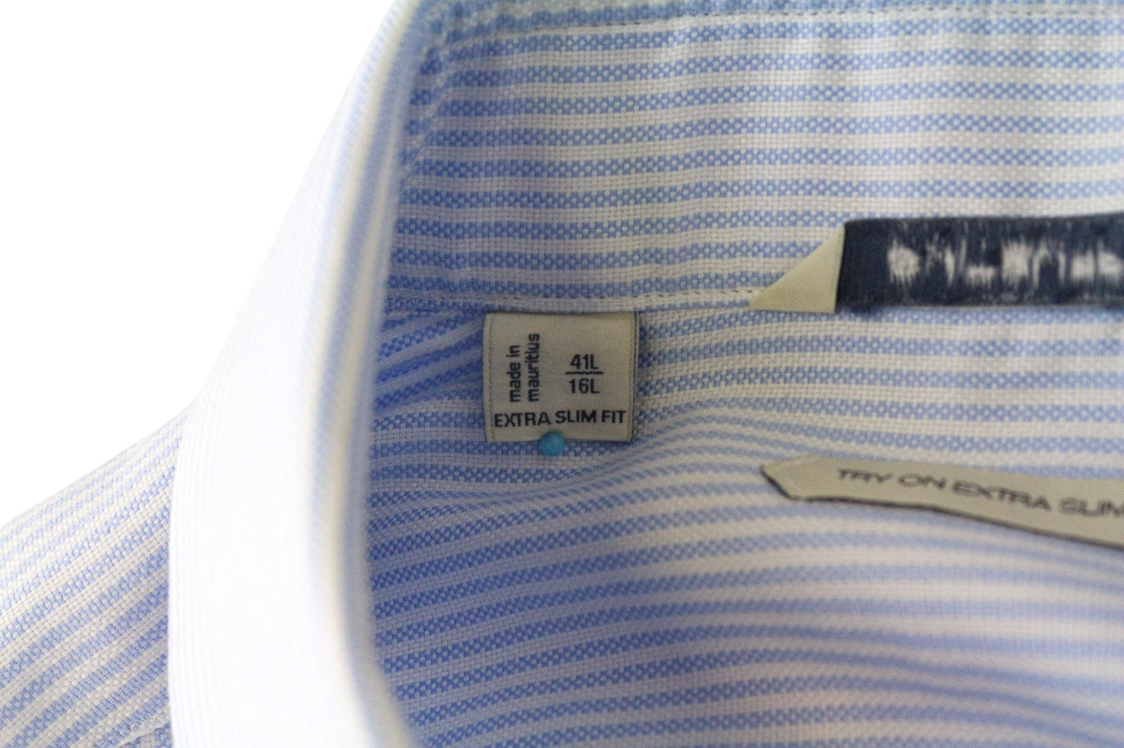 SUITSUPPLY Men's Formal Shirt 41L/16L Extra Slim Blue Cotton Stripe Twill