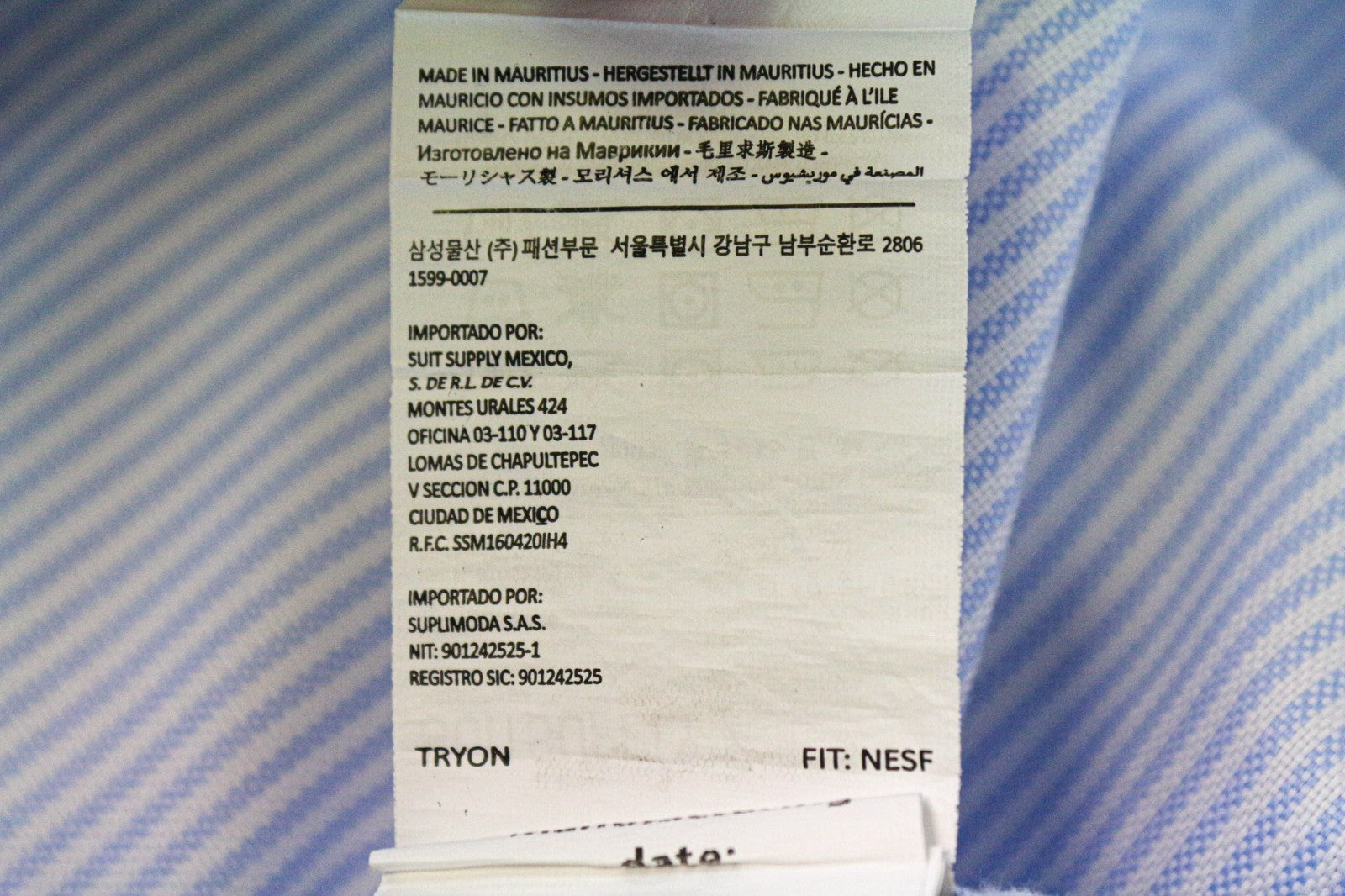 SUITSUPPLY Men's Formal Shirt 41L/16L Extra Slim Blue Cotton Stripe Twill