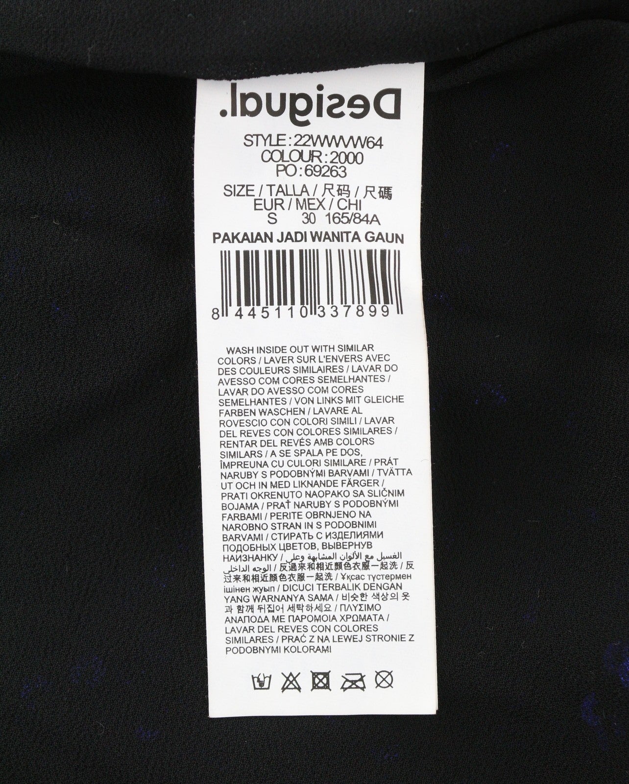 DESIGUAL Saturno Women Dress S Black Shiny Glitter Sequins A-Line Mini