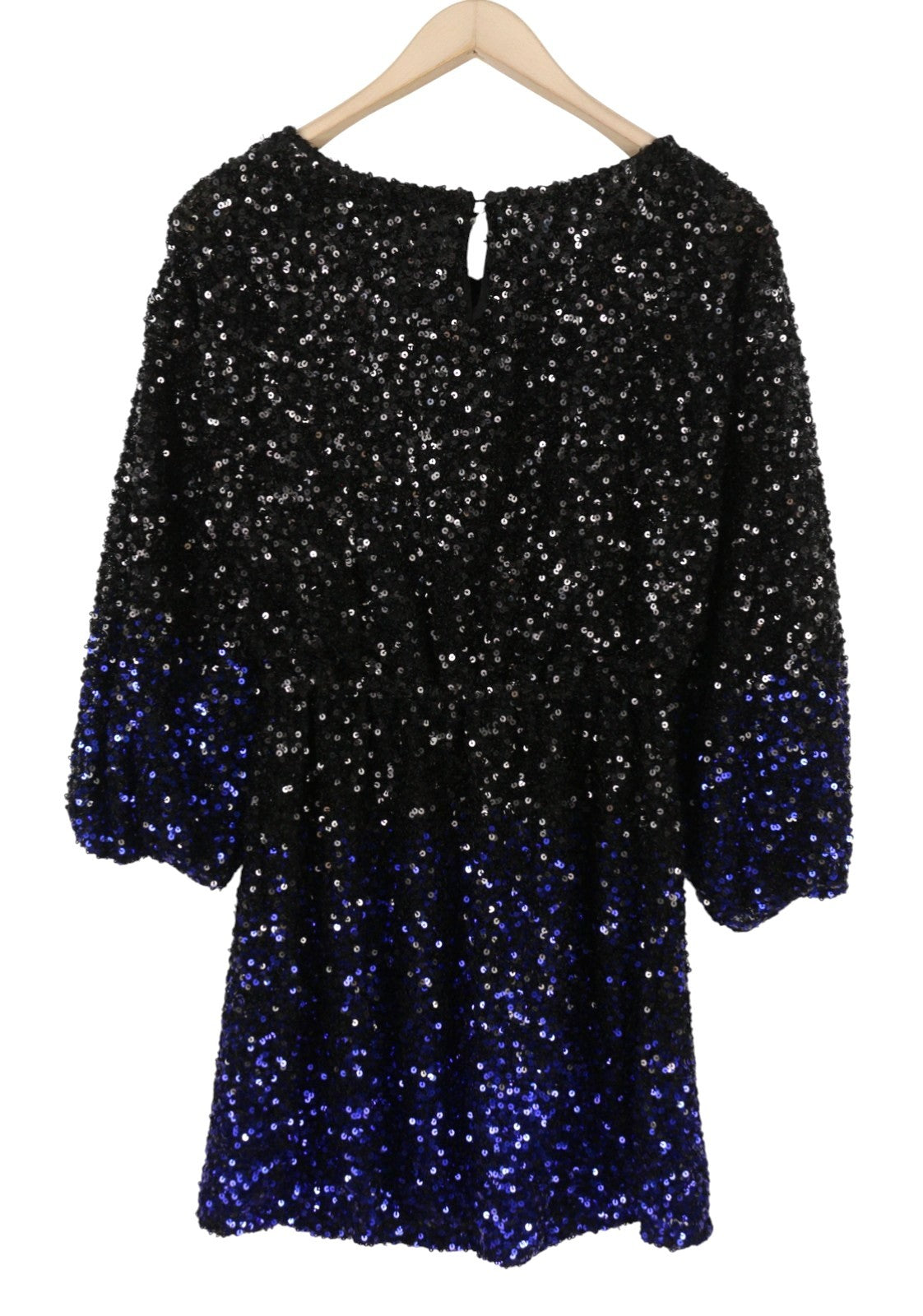 DESIGUAL Saturno Women Dress S Black Shiny Glitter Sequins A-Line Mini