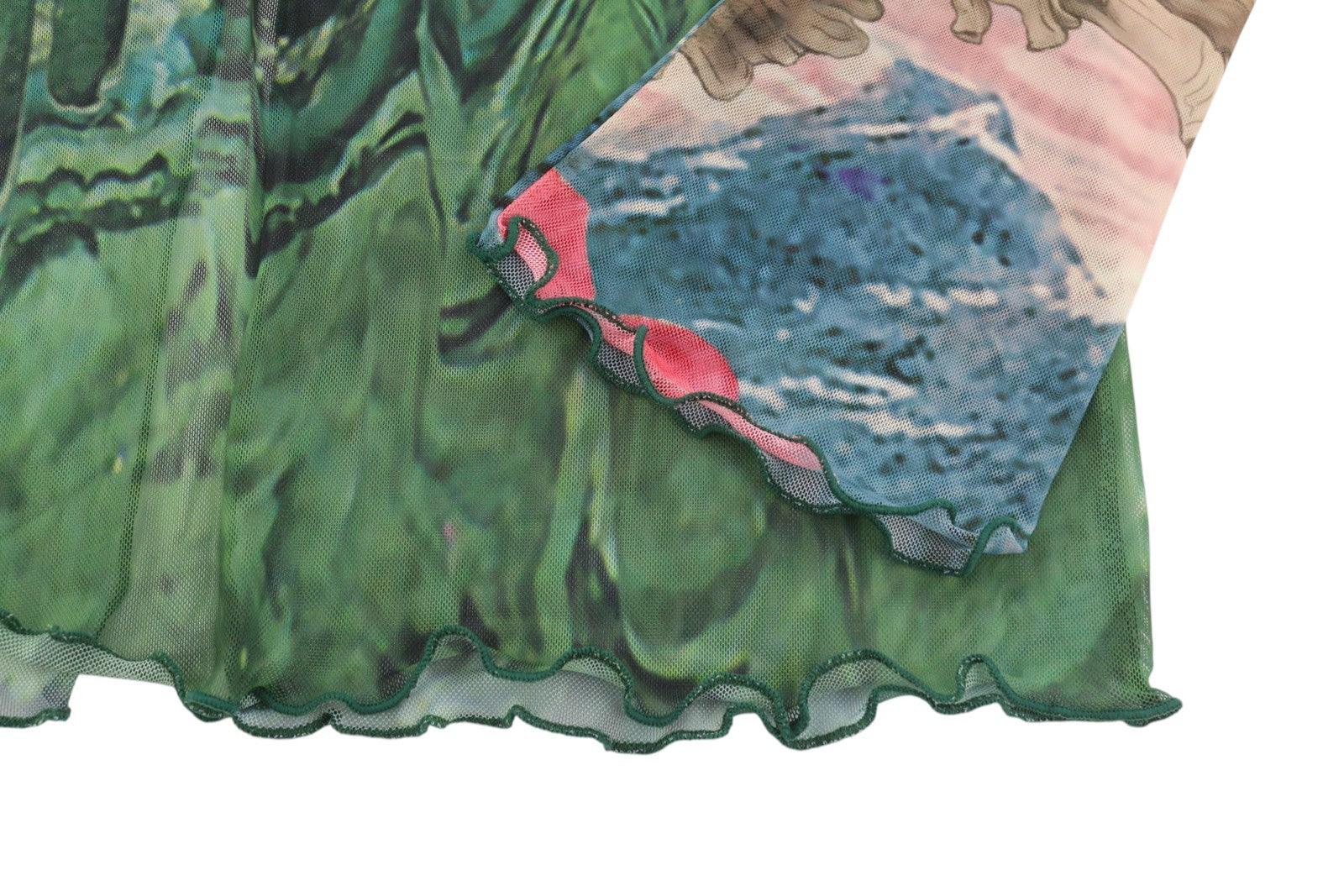 DESIGUAL Skyline Women Dress XL Colourful Wide Cut-Out Back Tulle Midi