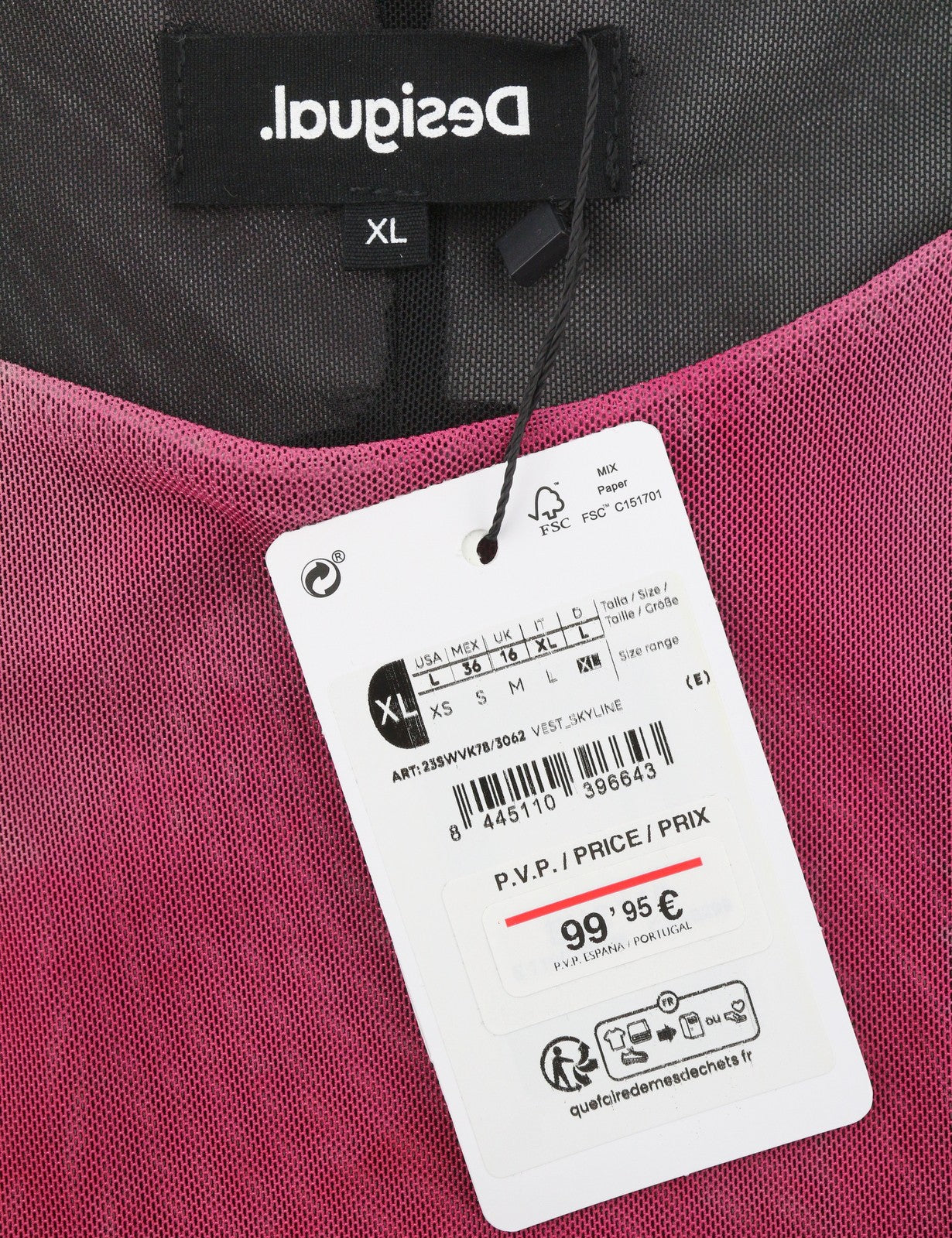 DESIGUAL Skyline Women Dress XL Colourful Wide Cut-Out Back Tulle Midi