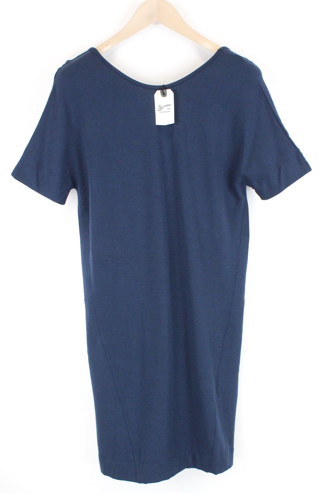 DENHAM Compass Women Dress XS Navy Stretch Short Sleeved Round Neck Summer Mini