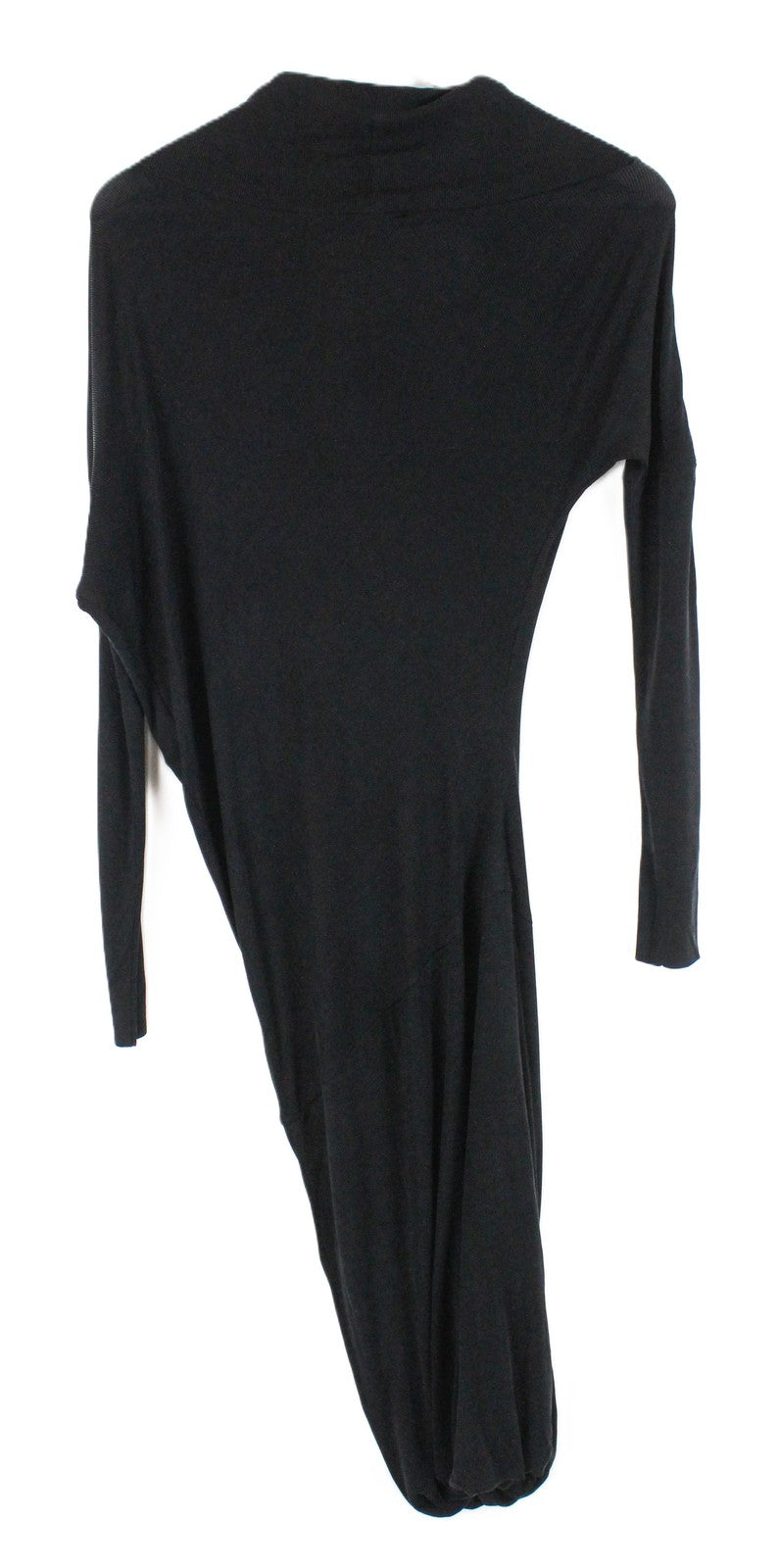 DENHAM Spiral Women Dress S Black Asymmetrical Long Sleeved Ribbed Stretch