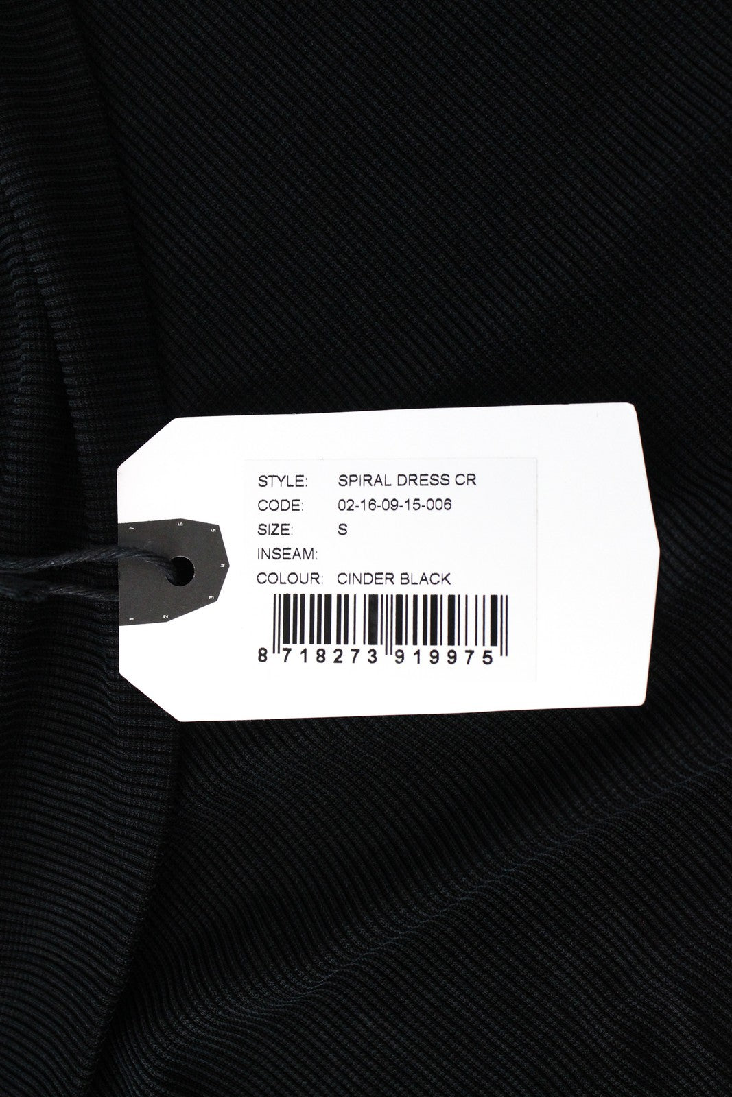 DENHAM Spiral Women Dress S Black Asymmetrical Long Sleeved Ribbed Stretch