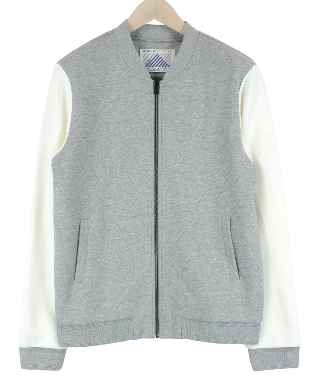 SCOTCH & SODA Ams Couture Men Jacket M Grey Long Sleeved Zipped Jersey Bomber