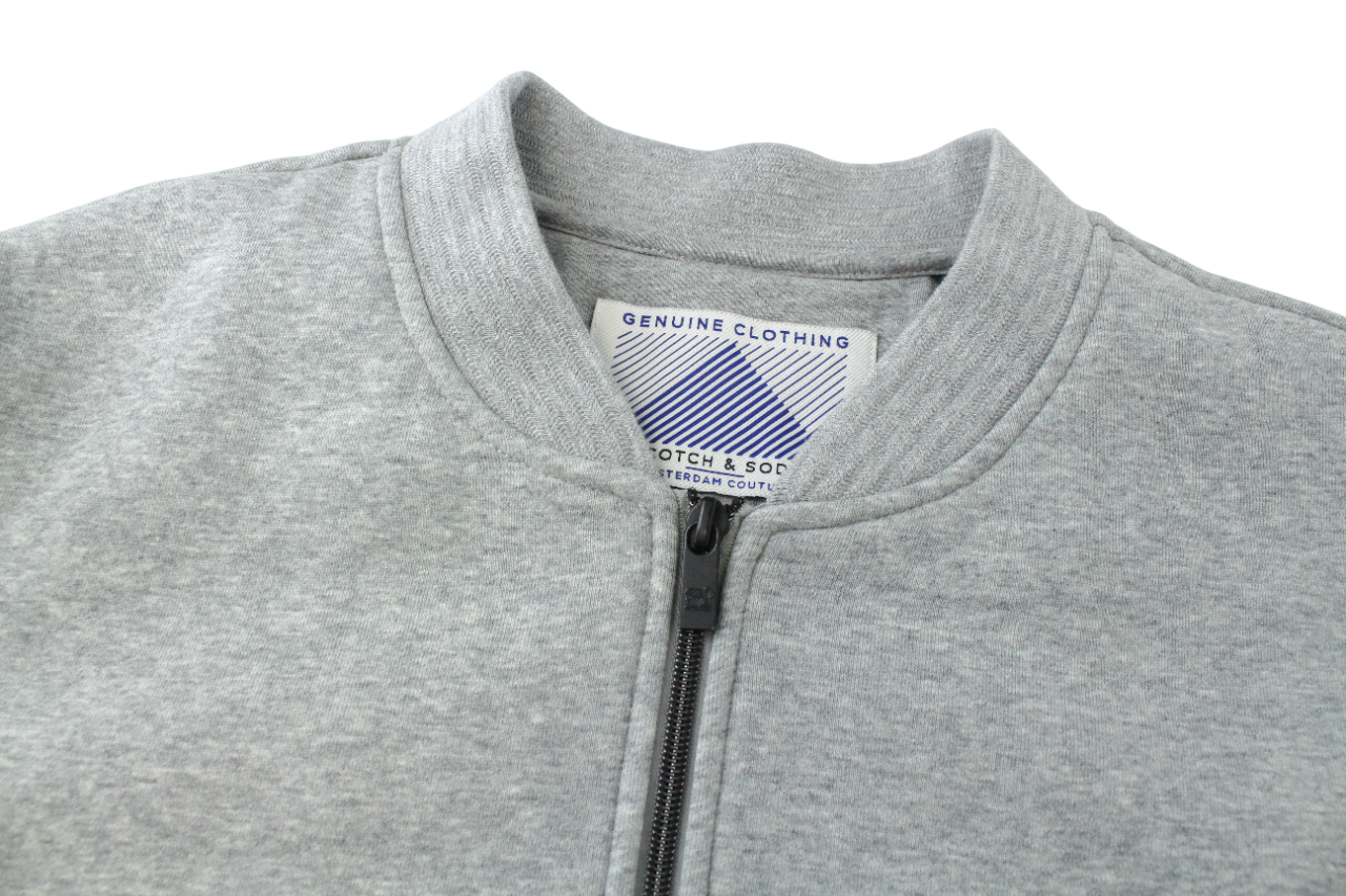 SCOTCH & SODA Ams Couture Men Jacket M Grey Long Sleeved Zipped Jersey Bomber