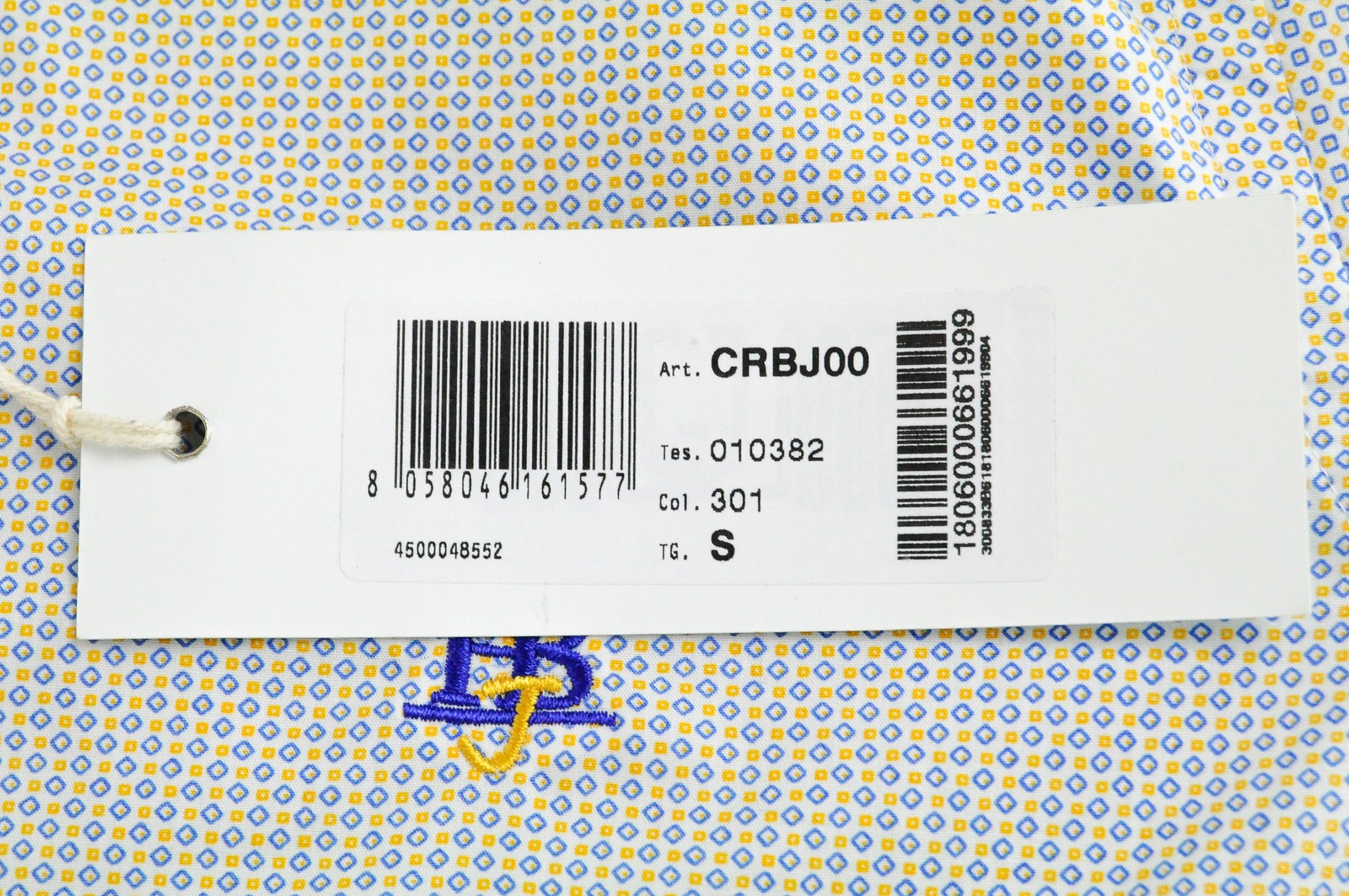 HARMONT & BLAINE Men Shirt S White Blue Yellow Patterned Cotton Long Sleeve