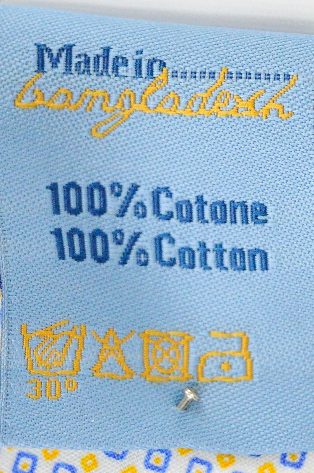 HARMONT & BLAINE Men Shirt S White Blue Yellow Pattern Cotton Long Sleeve