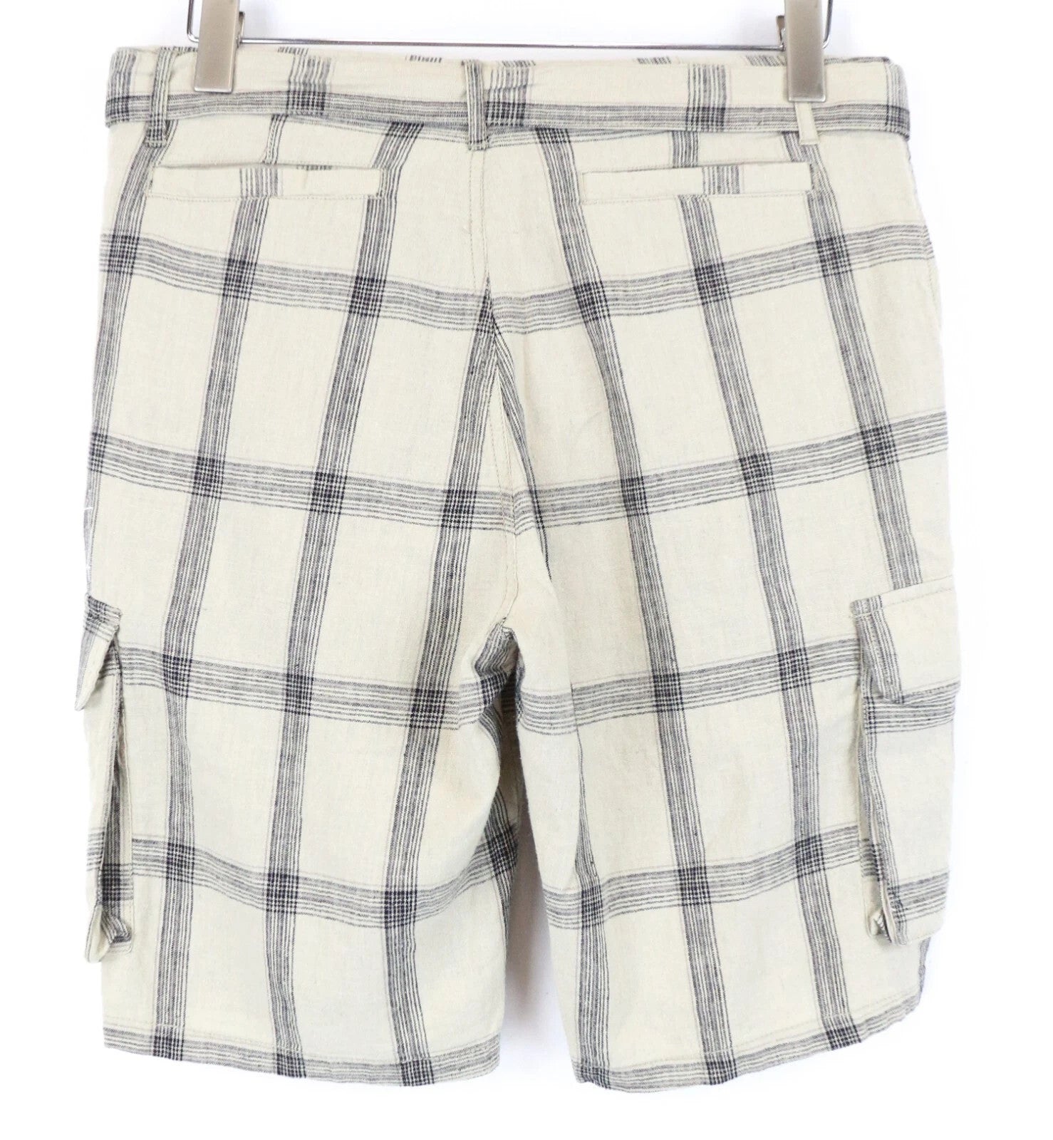 DESIGUAL Marc Men Shorts 28 Casual Zip-Fly Brown Linen Cotton Multi Pocket Cargo