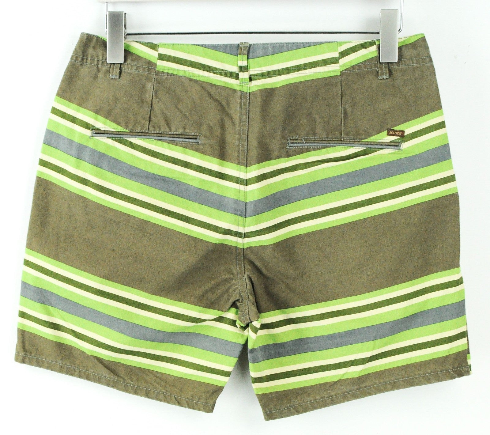 SCOTCH & SODA Ams Couture Men Shorts W30 Green Pure Cotton Striped Summer