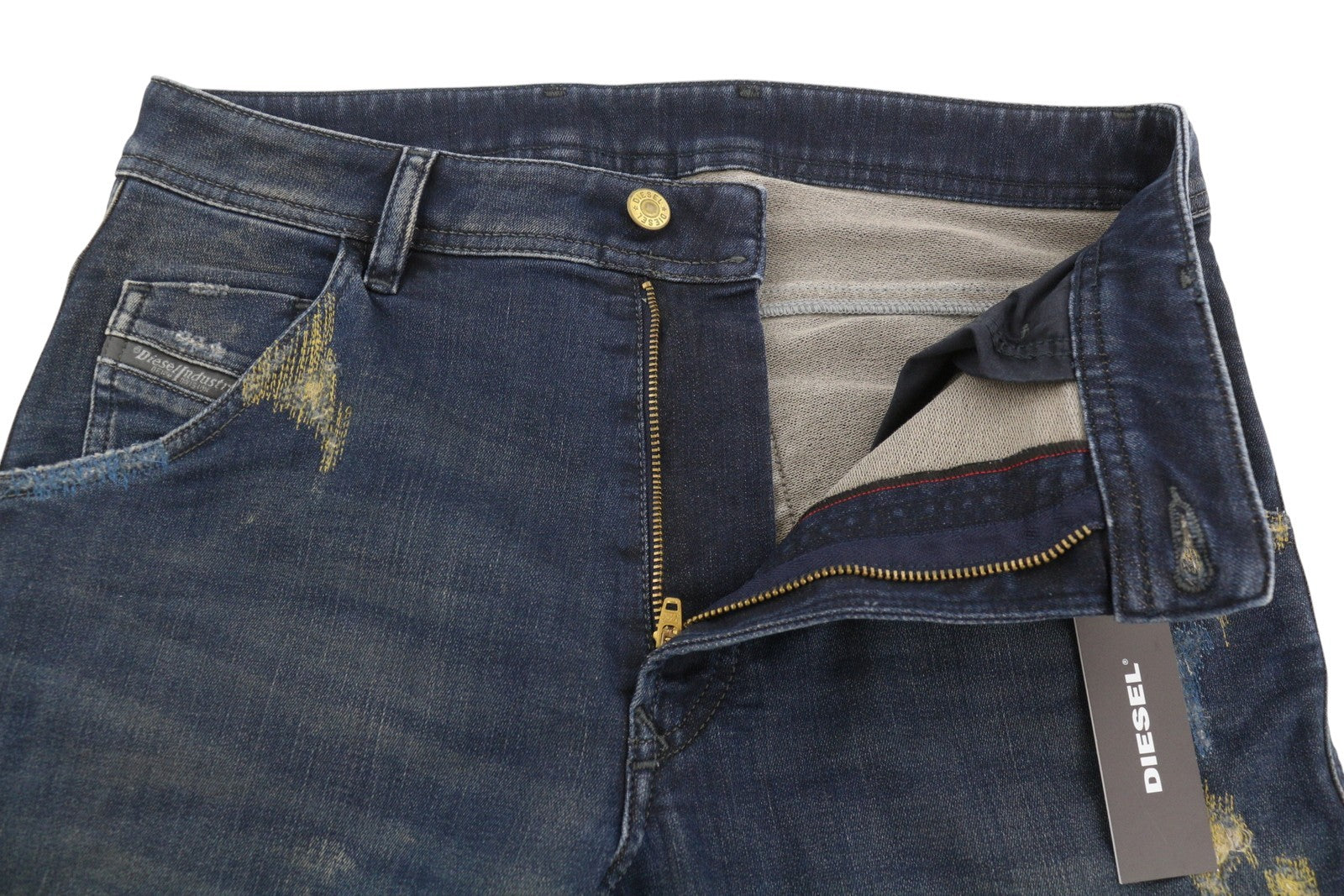 DIESEL Krooley-X-T 0870Z Men Jeans W28 Blue Faded Embroidered Slim Fit Jogg