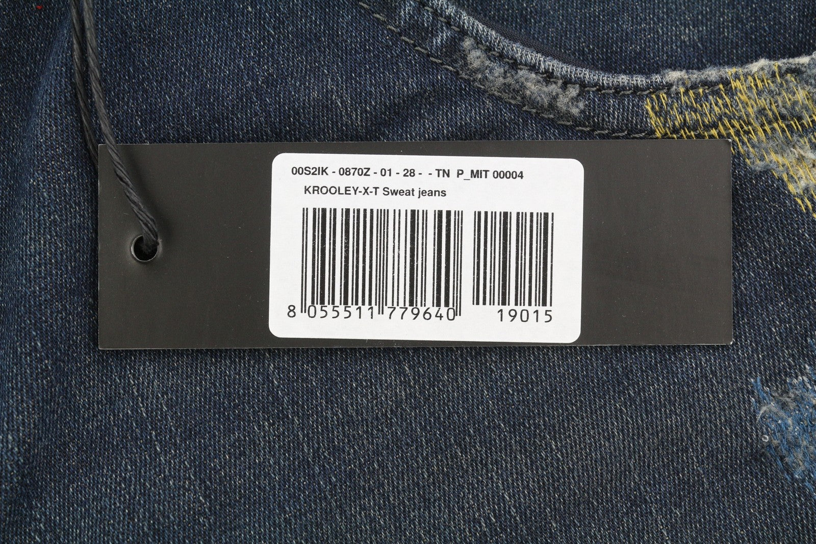 DIESEL Krooley-X-T 0870Z Men Jeans W28 Blue Faded Embroidered Slim Fit Jogg