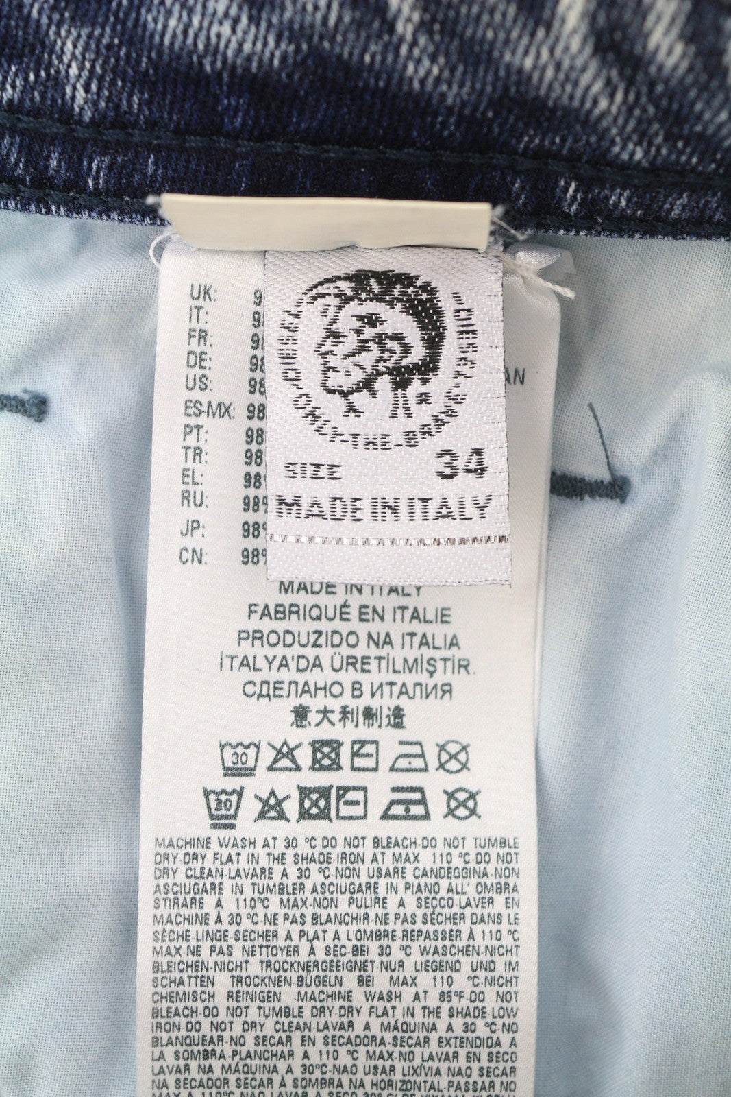 DIESEL Mharky 083AY Men Jeans W34 Blue Faded Slim Fit Zip Fly Denim