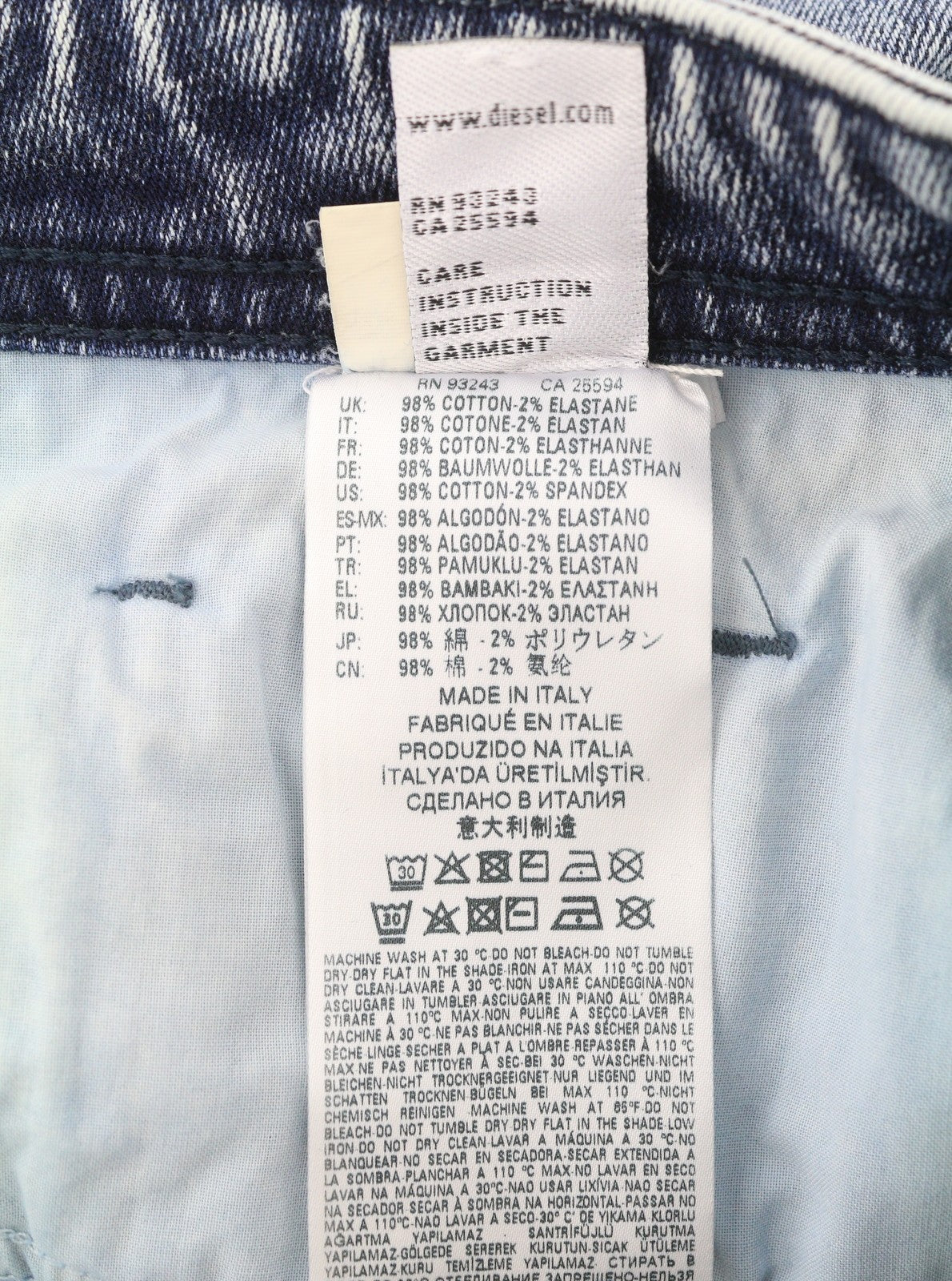 DIESEL Mharky 083AY Men Jeans W34 Blue Faded Slim Fit Zip Fly Denim