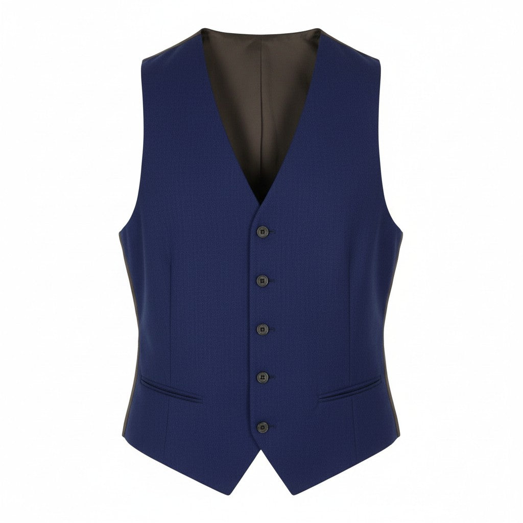 SUITSUPPLY Ferrara Men Waistcoat UK34R Blue Button-Up Single Breasted Formal