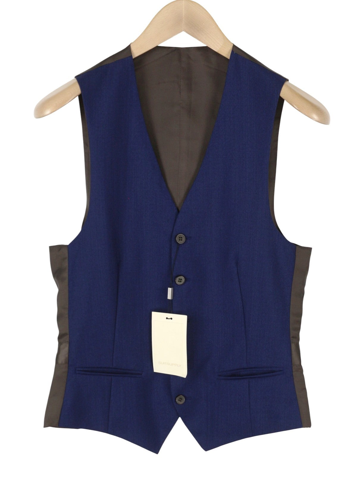 SUITSUPPLY Ferrara Men Waistcoat UK34R Blue Button-Up Single Breasted Formal