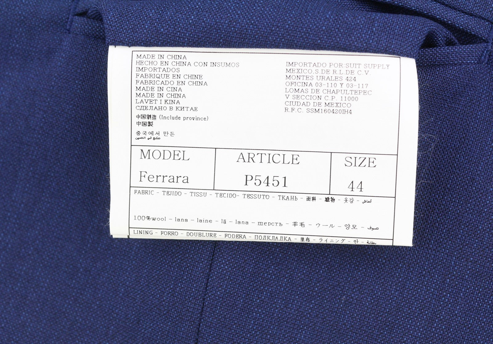 SUITSUPPLY Ferrara Men Waistcoat UK34R Blue Button-Up Single Breasted Formal