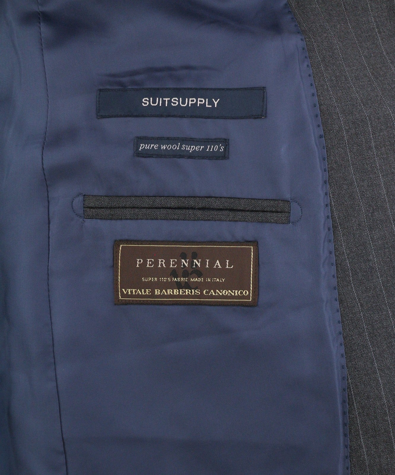 SUITSUPPLY Napoli Men Blazer UK38R Grey Wool Pinstriped Single Breasted