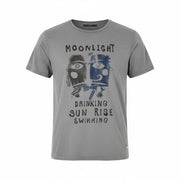 SCOTCH & SODA Men T-Shirt S Grey Garment Dye Melange Crew Neck Short Sleeve