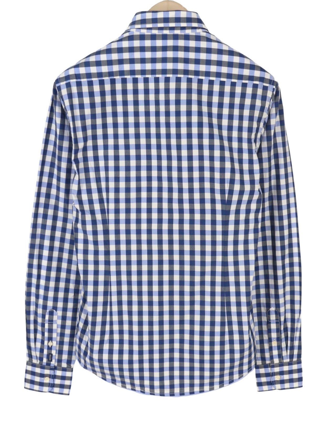 SCOTCH & SODA Men Shirt M Blue Checked Cutaway Neck Button-Up Long Sleeve