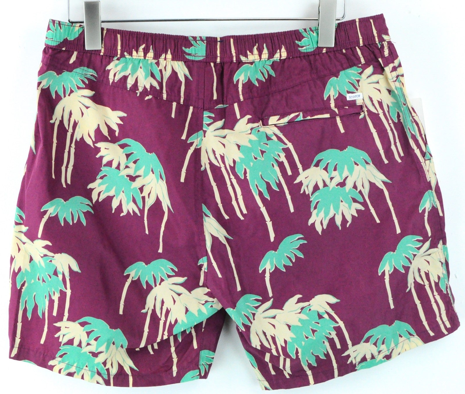 SCOTCH & SODA Ams Couture Men Swimwear L Purple Palm Print Pull On Trunks