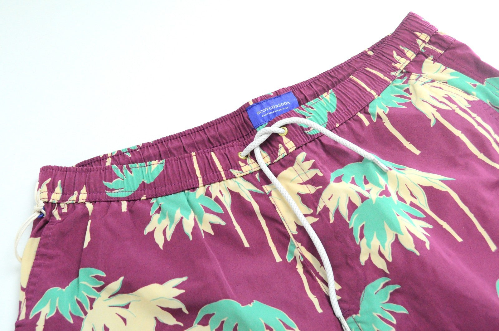 SCOTCH & SODA Ams Couture Men Swimwear L Purple Palm Print Pull On Trunks