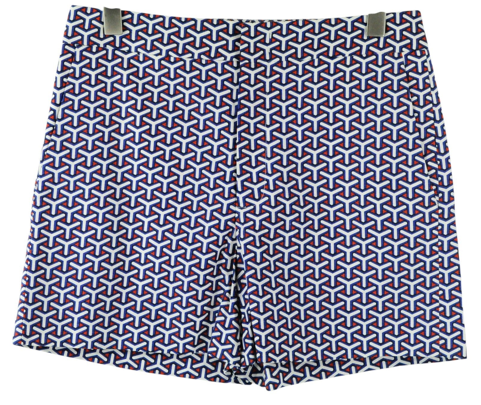 SUITSUPPLY Women Shorts 38 Blue Red Geometric Patterned Summer Casual