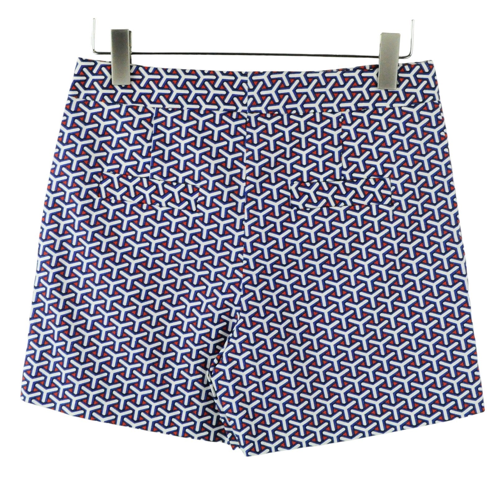 SUITSUPPLY Women Shorts 38 Blue Red Geometric Patterned Summer Casual