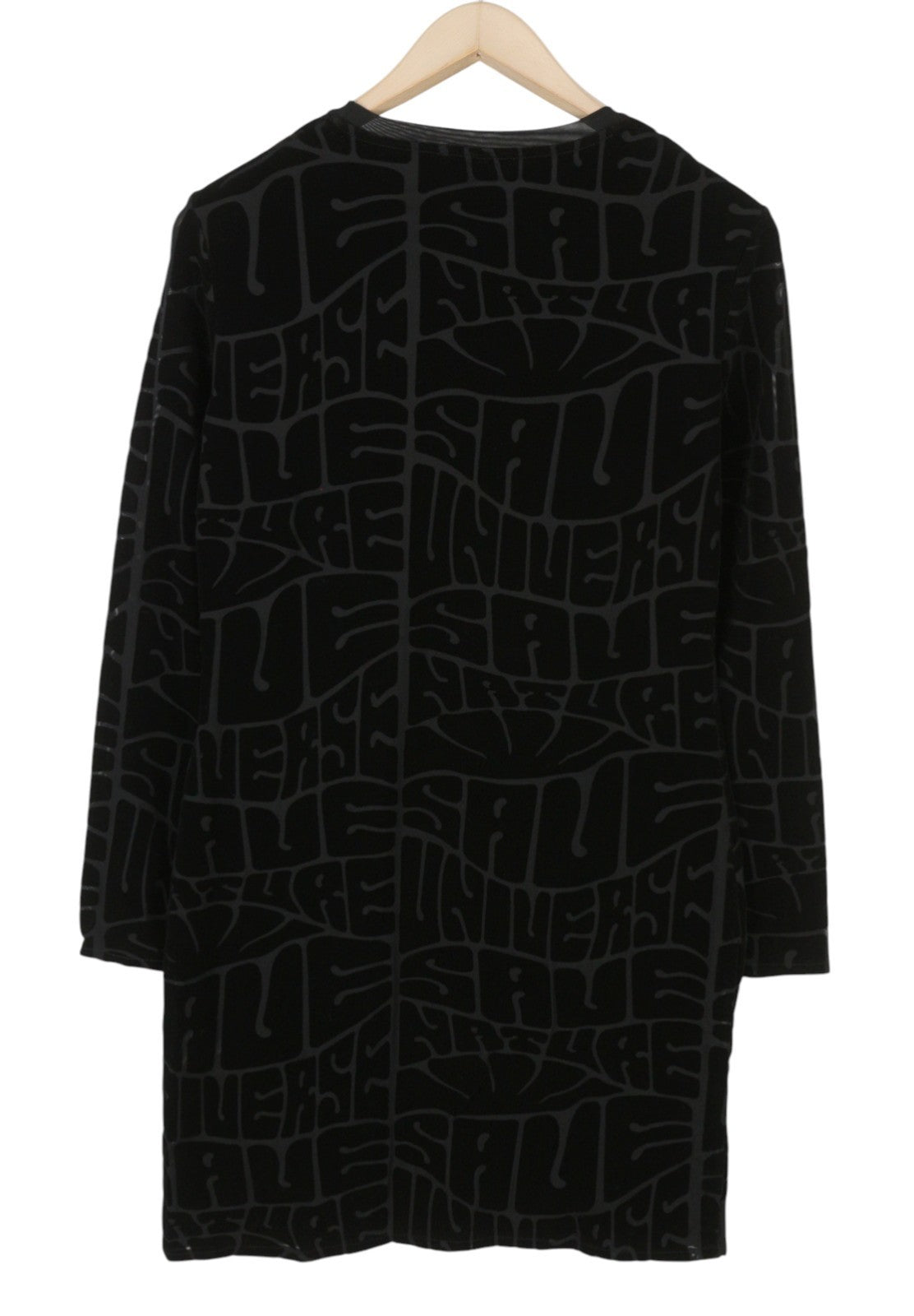 DESIGUAL Hellen Women Dress XL Black Textured Crew Neck Long Sleeve Fitted