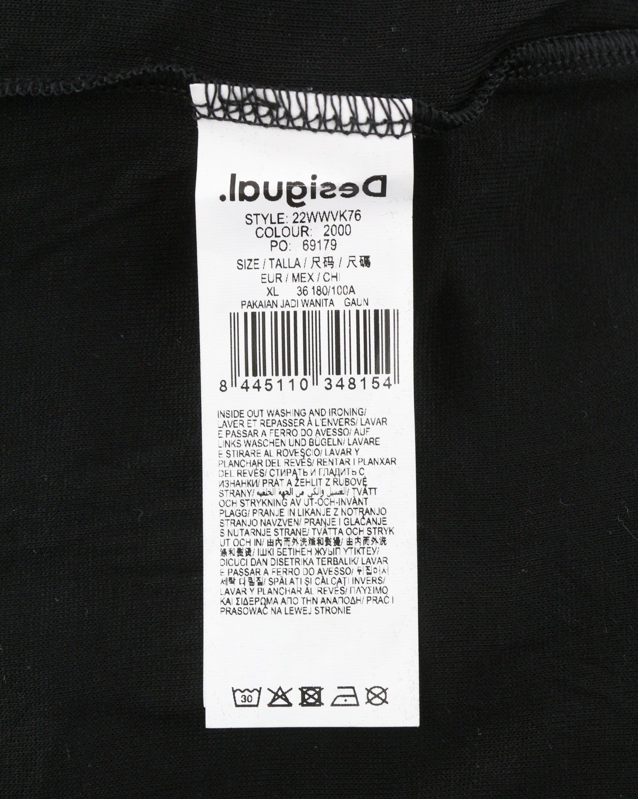 DESIGUAL Hellen Women Dress XL Black Textured Crew Neck Long Sleeve Fitted