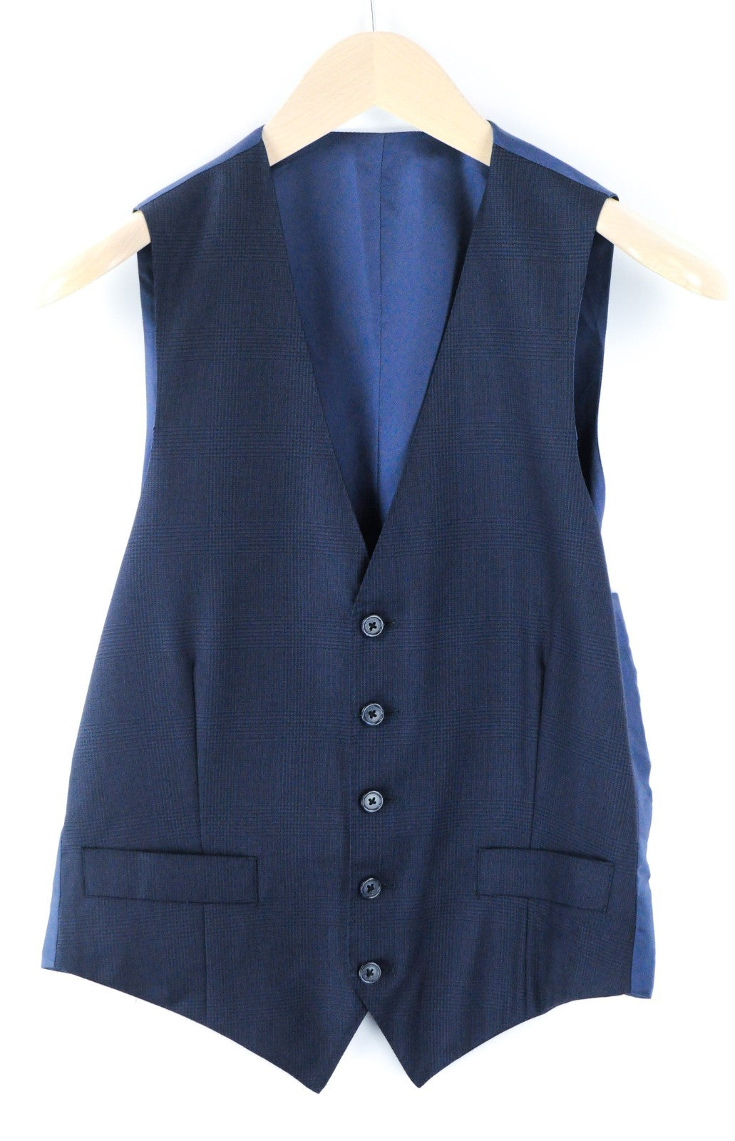 SUITSUPPLY Lazio Men Waistcoat UK34 Blue Pure Wool Single-Breasted Classic