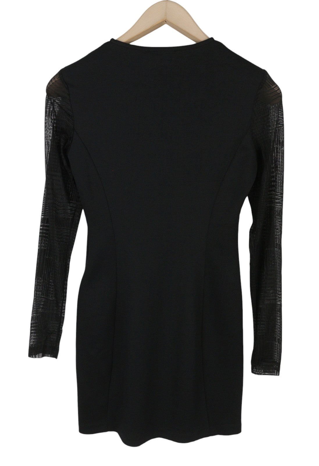 DESIGUAL Night Women Dress S Black Textured Sheer Long Sleeves Mini